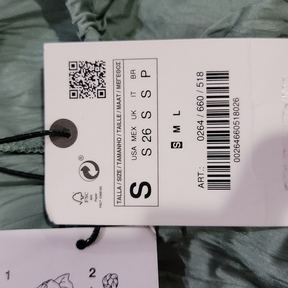 NWT ZARA Green New Midi Asymmetric Wrinkle Look Cocktail Dress SMALL - Picture 5 of 6